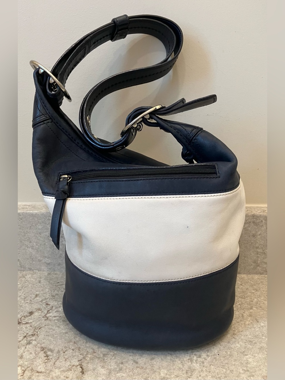 COACH NAVY/WHITE LEATHER RUGBY 9179 BAG
